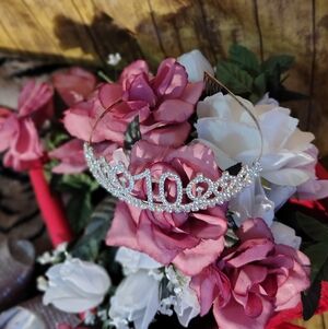 10 Silver Rhinestone Tiara Headband - Women's Hair Accessory